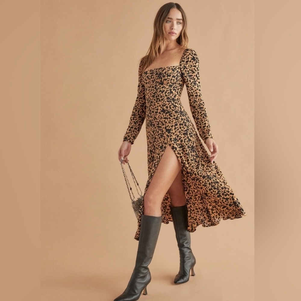 Reformation Sigmund in Fritz / leopard print midi dress